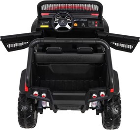 Ramiz Mercedes Benz Unimog elektrické autíčko pre deti červené + pohon 4x4 + diaľkové ovládanie + nosič batožiny + pomalý štart + MP3 + LED