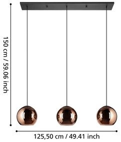 Eglo 390095 - Luster na lanku CORDOBA 3xE27/40W/230V medená