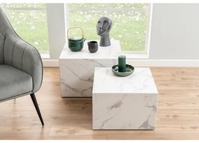 Biele konferenčné stolíky v dekore mramoru v súprave 2 ks 58x58 cm Dice – Actona