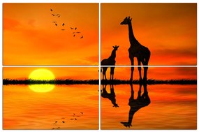 Obraz na plátne - Žirafy silueta 1919D (150x100 cm)