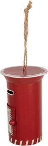 Červená kovová závesná dekorácia poštová schránka Santa - 12*8 cm