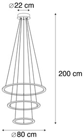 Dizajnové závesné svietidlo oceľové vrátane LED 3-stupňového stmievateľného - Tijn