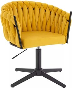 LuxuryForm DESIGN Stolička NORDEN VELUR na čiernom kríži - žltá