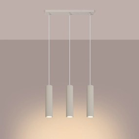 Závesné svietidlo Karbon, 3x béžové kovové tienidlo