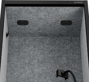Akustická kabína SALLY MentalBox 600 mm – čierny korpus, sivé sedadlo