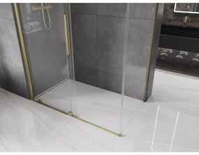 Mexen Velar, sprchový kút s posuvnými dverami 160(dvere) x 85(stena) cm, 8mm číre sklo, zlatá matná, 871-160-085-01-55