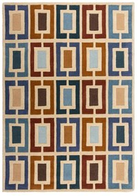 Modro-oranžový ručne tkaný vlnený koberec 120x170 cm Retro Blocks – Flair Rugs