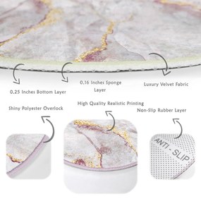 Svetloružový/v zlatej farbe prateľný okrúhly koberec ø 120 cm Marble – Mila Home