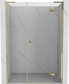 Mexen Mist-H L, 1-krídlové sprchové dvere pravé 145 cm, číre sklo, zlatý lesklý profil, 8A5L-145-001-50-00-P