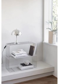 Kovová nástenná knižnica v lesklej striebornej farbe 70x30 cm Wire – Mette Ditmer Denmark