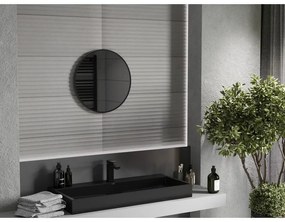 Mexen Loft, okrúhle kúpeľňové zrkadlo 35 cm, farba rámu čierna matná, 9850-035-035-000-70
