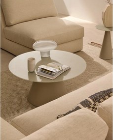 Svetlosivý okrúhly konferenčný stolík so sklenenou doskou ø 80 cm Wilshire – Kave Home