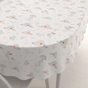 Biante Detský bavlnený oválny obrus Sandra SA-614 Veselé vtáčiky na bielom 60x100 cm
