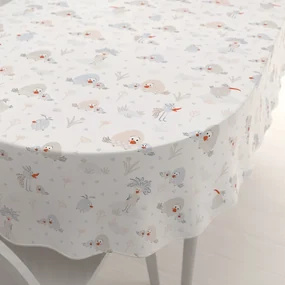 Biante Detský bavlnený oválny obrus Sandra SA-614 Veselé vtáčiky na bielom 60x100 cm