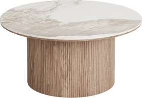 Béžový/v prírodnej farbe okrúhly konferenčný stolík s doskou v dekore mramoru ø 80 cm Athens – House Nordic