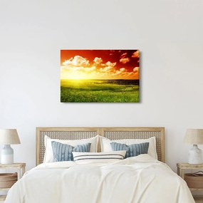 Obraz lúky so žiariacim slnkom (90x60 cm)