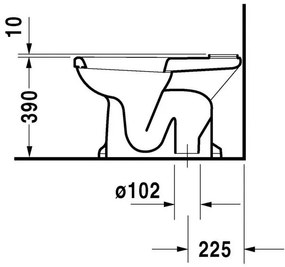 DURAVIT 1930 WC misa kombi so zvislým odpadom, 355 mm x 390 mm x 665 mm, s povrchom WonderGliss, 02270100001