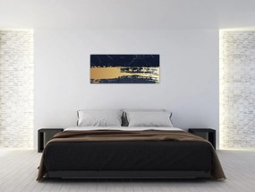 Obraz - Modrá a zlatá abstrakcia N⁰2 (120x50 cm)