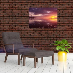 Obraz - Pláž pri západe slnka (70x50 cm)