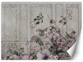 Fototapeta, Polní květiny betonové Vintage - 368x254 cm