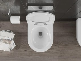 Mexen Carmen, závesná WC misa 490x365x340 mm, Rimless Tornádo + WC sedadlo z duroplastu, biela lesklá, 30880100T