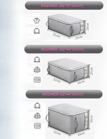 eCarla Textilný box na uskladnenie posteľnej bielizne a oblečenia, sivý COCK 52 x 44 x 30 cm