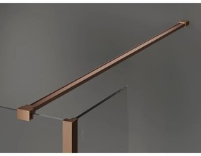 Mexen Kioto, 3-stenová sprchová zástena Walk-In 110 x 110 x 30 cm, 8mm číre sklo, medený matný profil, 800-110-110-221-65-00-030