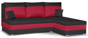 Rozkládací rohová sedací souprava GUSTO Černá/Červená