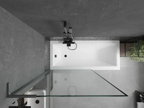 Mexen Next L, 1-krídlová vaňová zástena 100 x 150 cm, 6mm číre sklo-čierny vzor, 6mm číre sklo, profil brúsená oceľ, 895-100-000-03-70-97