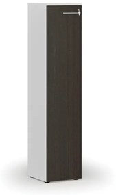 Úzka kancelárska skriňa PRIMO WHITE, 1781 x 400 x 420 mm, biela/wenge