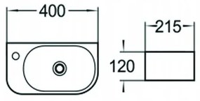 Mexen Viera, umývadlo na dosku 40x21x12 cm, pravé, biela, 21274000R