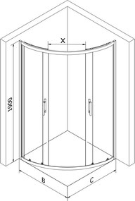 Mexen Rio, štvrťkruhový sprchový kút 80 x 80 cm, 6mm číre sklo, chrómový profil + biela sprchová vanička RIO, 863-080-080-01-00-4710