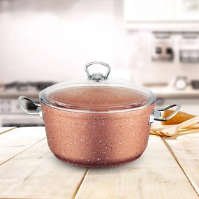 Ružový hliníkový hrniec s pokrievkou Güral Porselen Classic, ø 26 cm