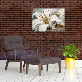 Sklenený obraz - Abstrakcia s ľaliou (70x50 cm)