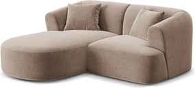 Svetlohnedá zamatová rohová pohovka (ľavý roh/s leňoškou) Campi – Cosmopolitan Design