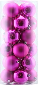 DECOLED Sada vianočných ozdôb ružové plastové gule 8 cm, 12× lesklé, 12× matné, balenie 24 ks