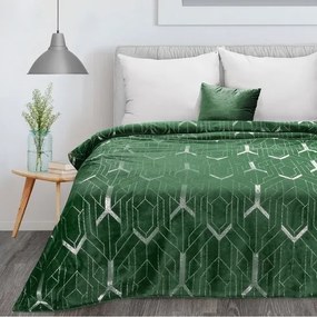 Kvalitná a hrejivá zelená deka so strieborným geometrickým vzorom 150 × 200 cm
