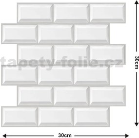 Samolepiace PVC panely 3D panely PCVS06, rozmer 30 x 30 cm, obklad biely, IMPOL TRADE