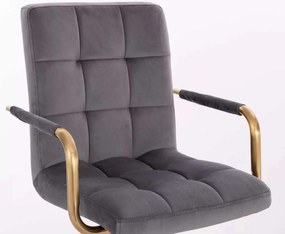 LuxuryForm DESIGN Stolička VERONA GOLD VELUR na čiernom kríži - tmavo šedá