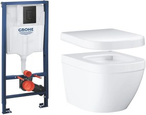 Set WC misa Grohe Euro Ceramic 3920600H, podomietkový konšrukcia so splachovacím tlačidlom Grohe Solido 38811KF0, 39330001