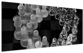 Obraz - čiernobiele šachy (120x50 cm)