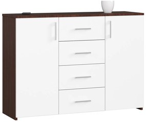 Komoda Kiran  (wenge + biela). Akcia -19%. Vlastná spoľahlivá doprava až k Vám domov. 1069791