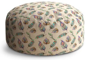 Taburet Circle pávie pierka, krémová