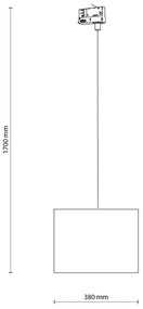 Luster na lanku 3-fáz. lišto. systému TRACER 1xE27/15W/230V pr. 38 cm čierna/biela