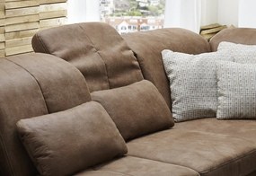 Rohová sedacia súprava Garland, hnedá látka, s funkciami