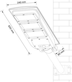 LED Solárna pouličná lampa so senzorom STREET LED/10W/3,2V IP65 + DO