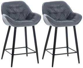 Barová stolička Gibson (SET 2 ks) - látka, kovové nohy čierne - Sivá