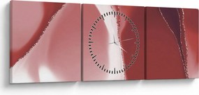 Obraz - Červená abstraktná kvetina N⁰3 (s hodinami) (90x30 cm)