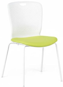 Plastová konferenčná stolička OPEN, biela/zelená