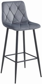 AKCIA Tmavosivá barová stolička NADO VELVET s čiernymi nohami II. akosť